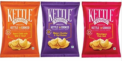 A pack of 3 kettle cooked chips 