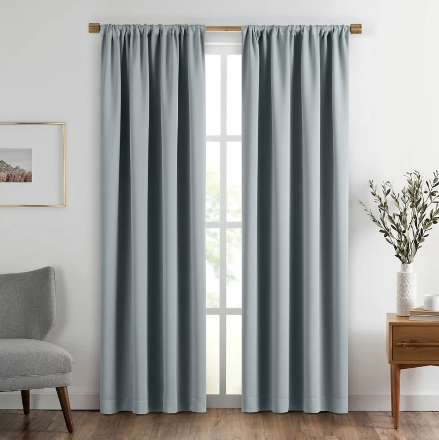 Light blue curtains