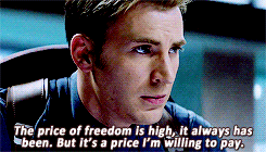 Captain America says &quot;The price of freedom is high, it always has been. But it&#x27;s a price I&#x27;m willing to pay&quot;