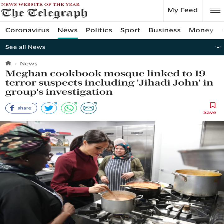 Meghan cookbook mosque linked to 19 terror suspects including 'Jihadi John' in group's investigation