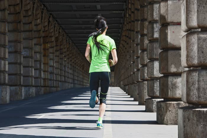 A woman jogging