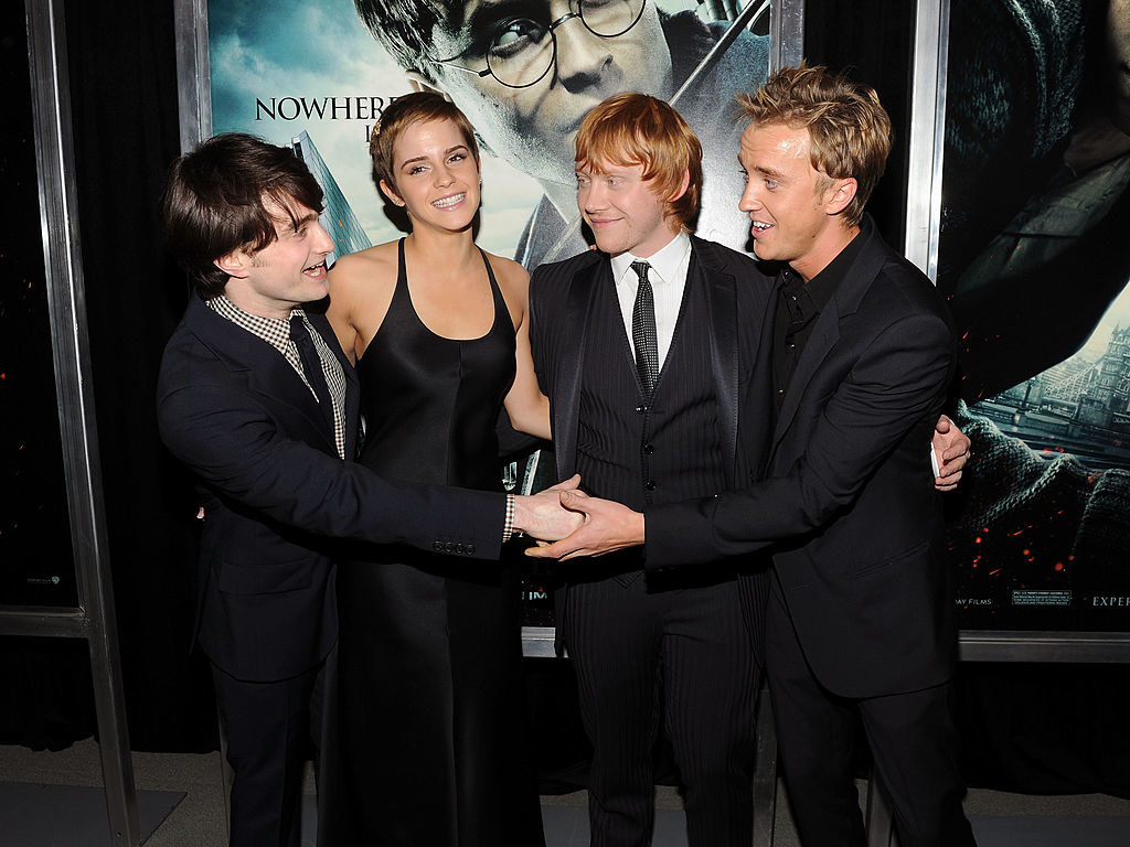 (L to R) Daniel Radcliffe, Emma Watson, Rupert Grint and Tom Felton attend the premiere of &quot;Harry Potter and the Deathly Hallows - Part 1&quot;