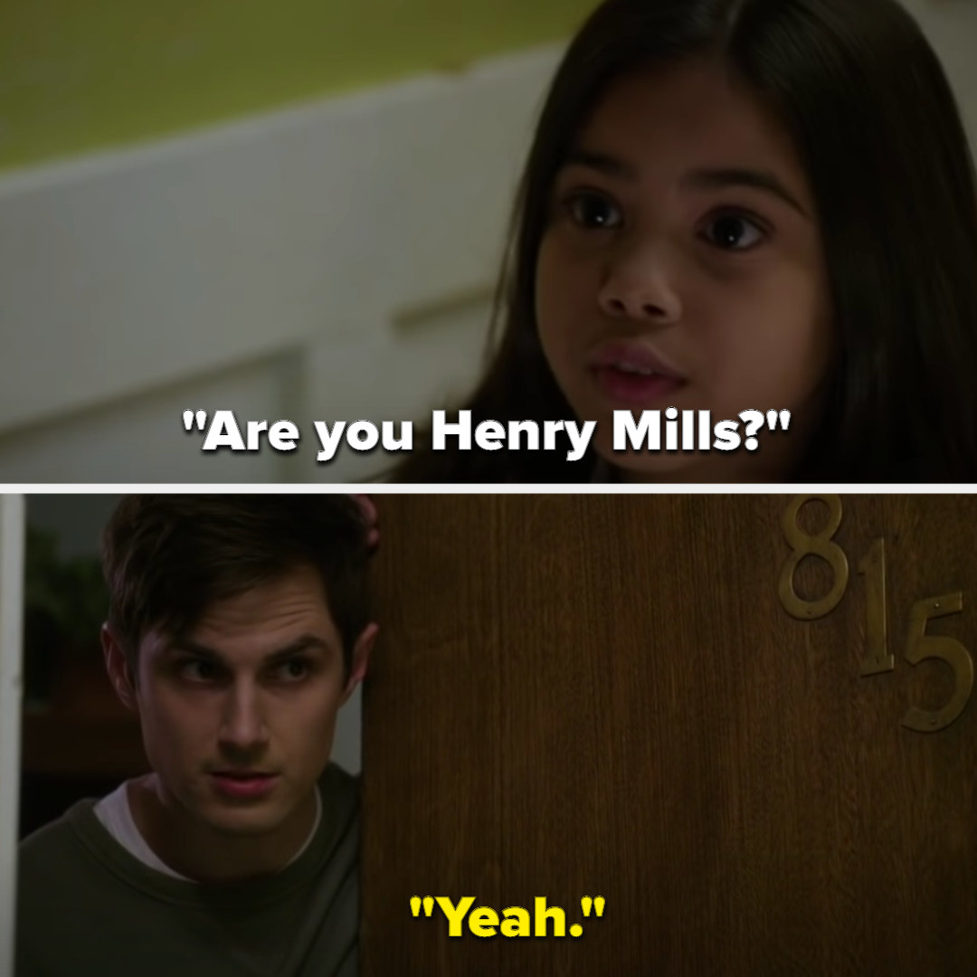 Henry的女儿问他是不是Henry Mills 门前,