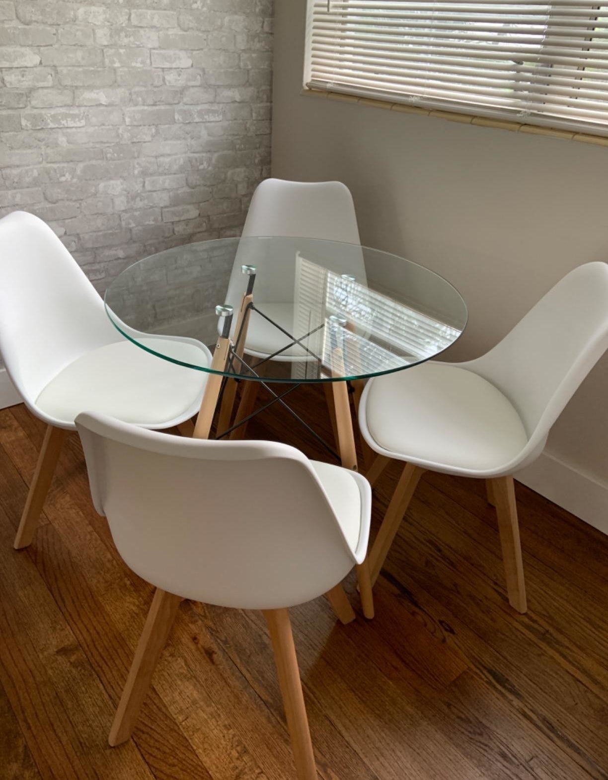 reviewer's set up with the glass table