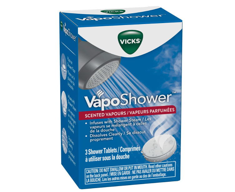 The box of VapoShower tablets