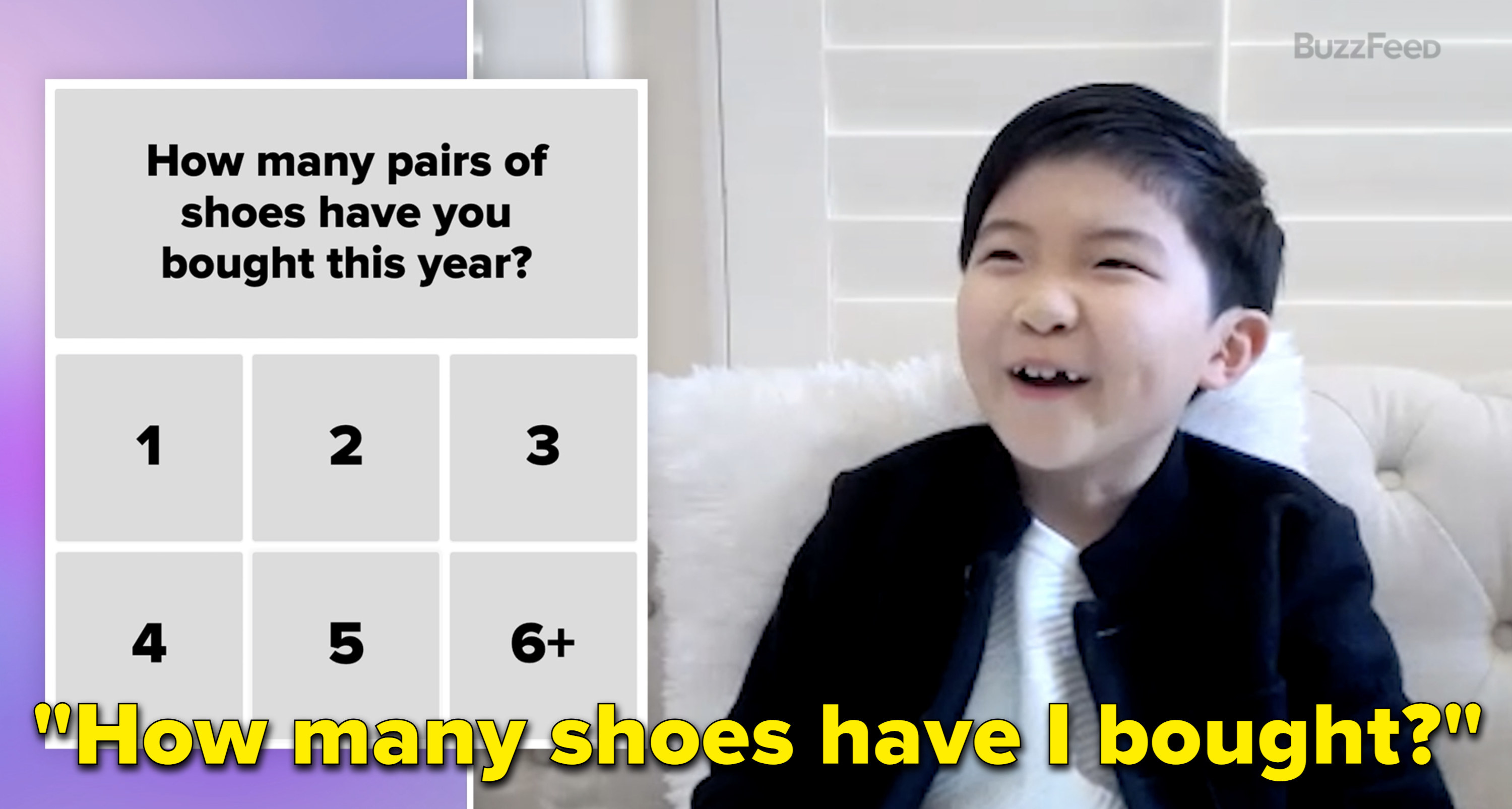Alan Kim saying, &quot;How many shoes have I bought?&quot;