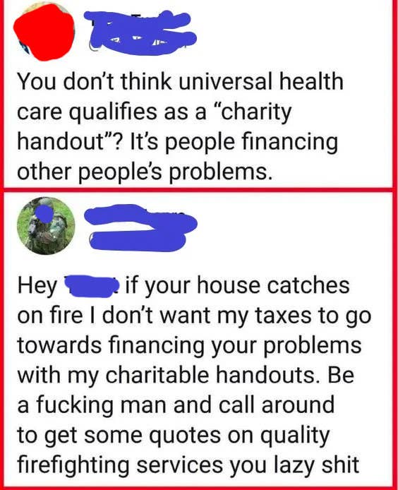 person who says healthcare is a charity handout