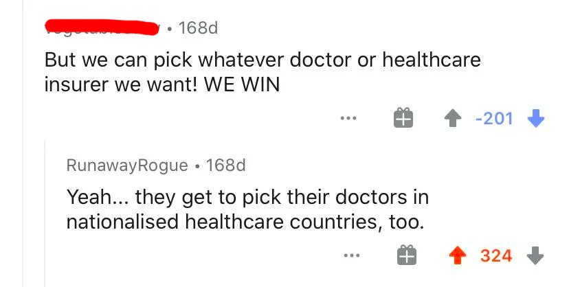 person who says other countries can&#x27;t pick healthcare providers