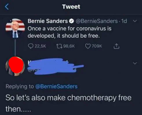 person who says if healthcare if free whats next chemotherapy