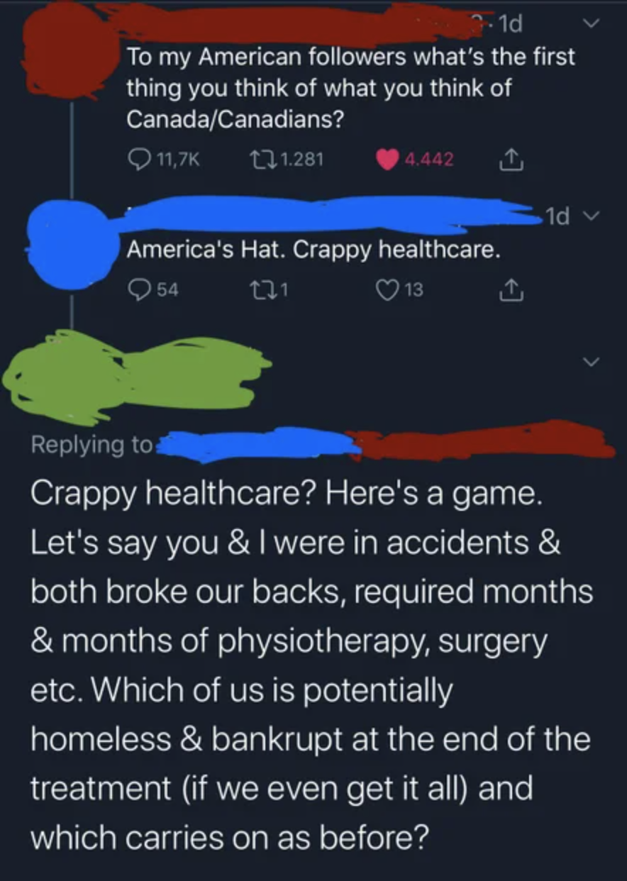 person arguing about healthcare in canada