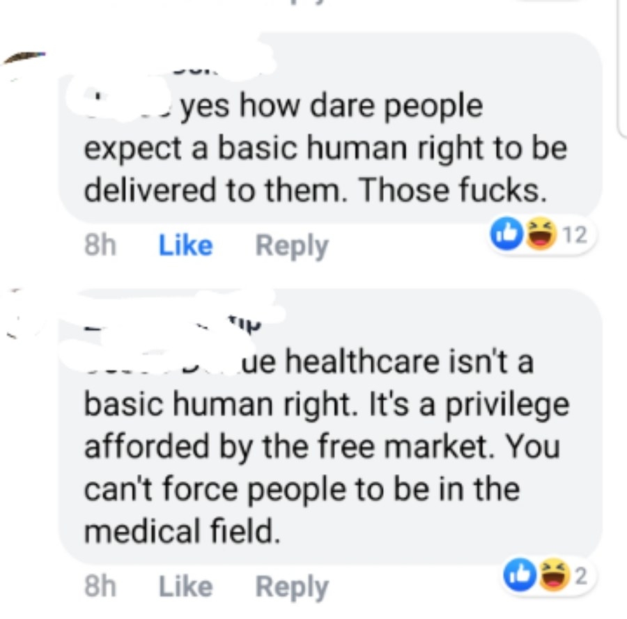 person who says healthcare is a privilage