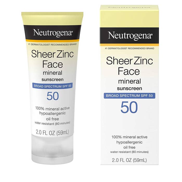 the sunscreen in its tube, next to the product packaging