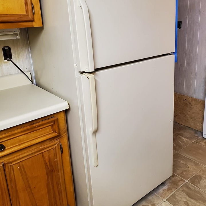 before: old white fridge