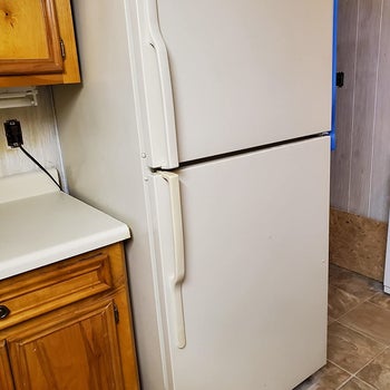 before: old white fridge