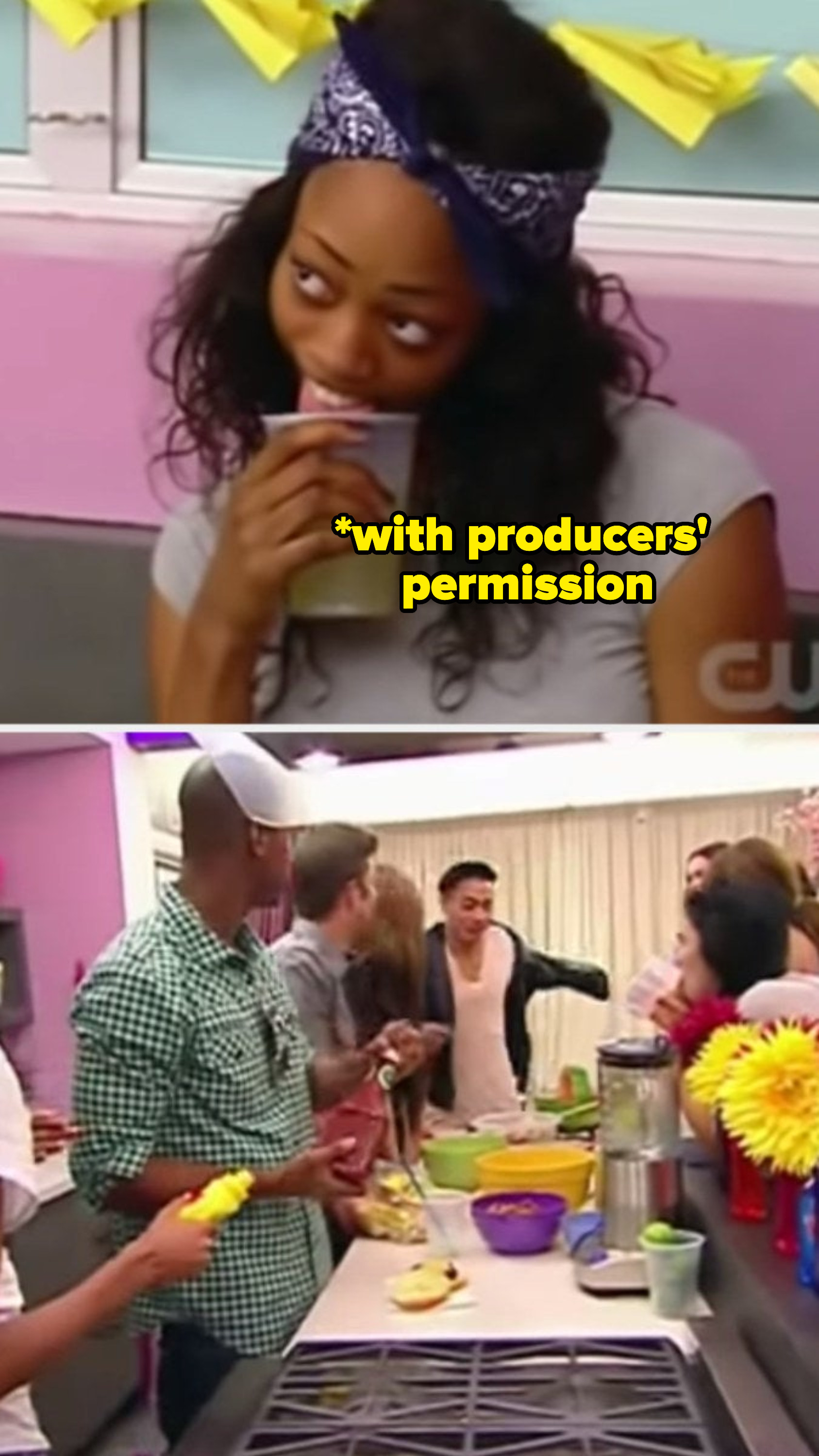 the models eating with the text &quot;only with producers&#x27; permission&quot;