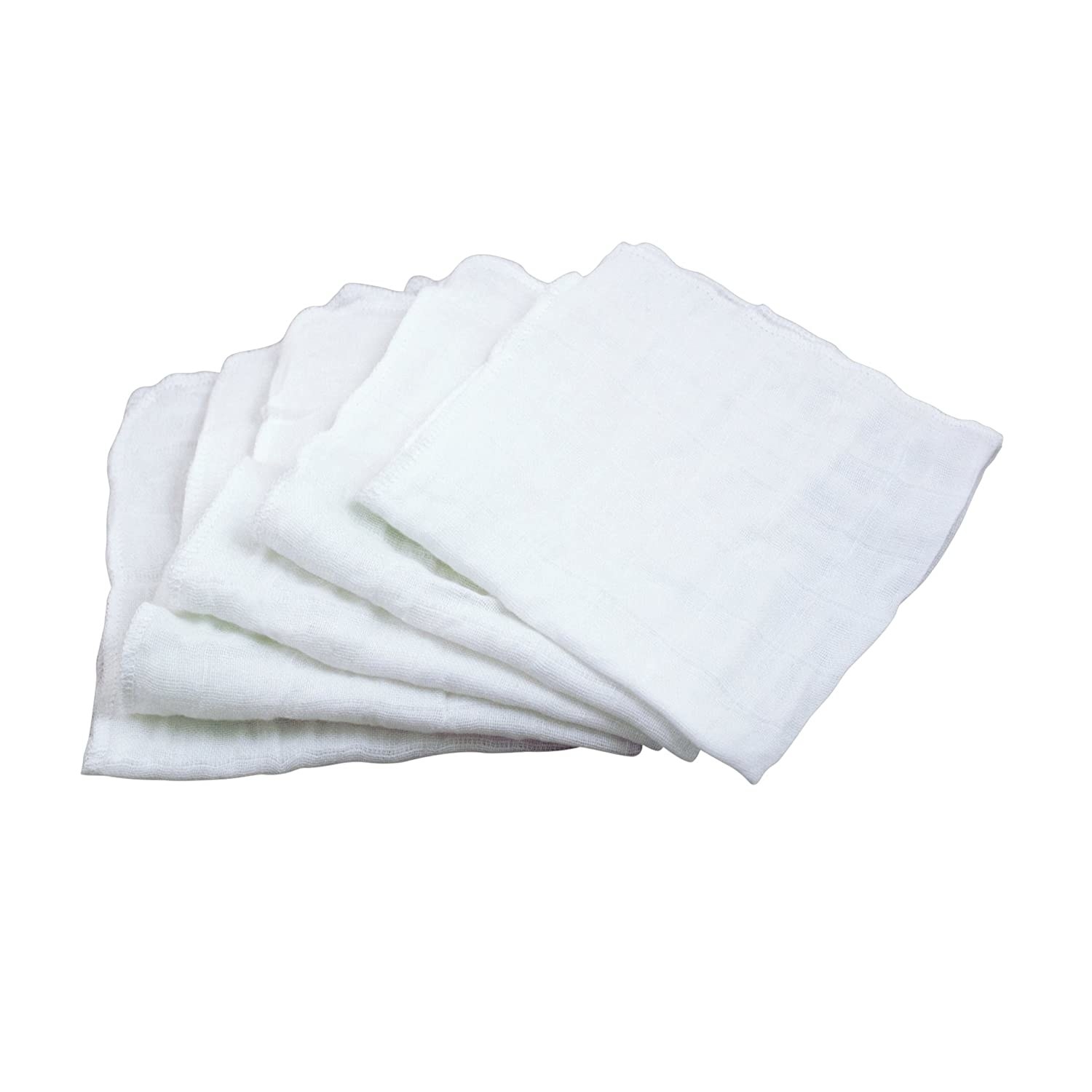 five muslin cloths in a stack