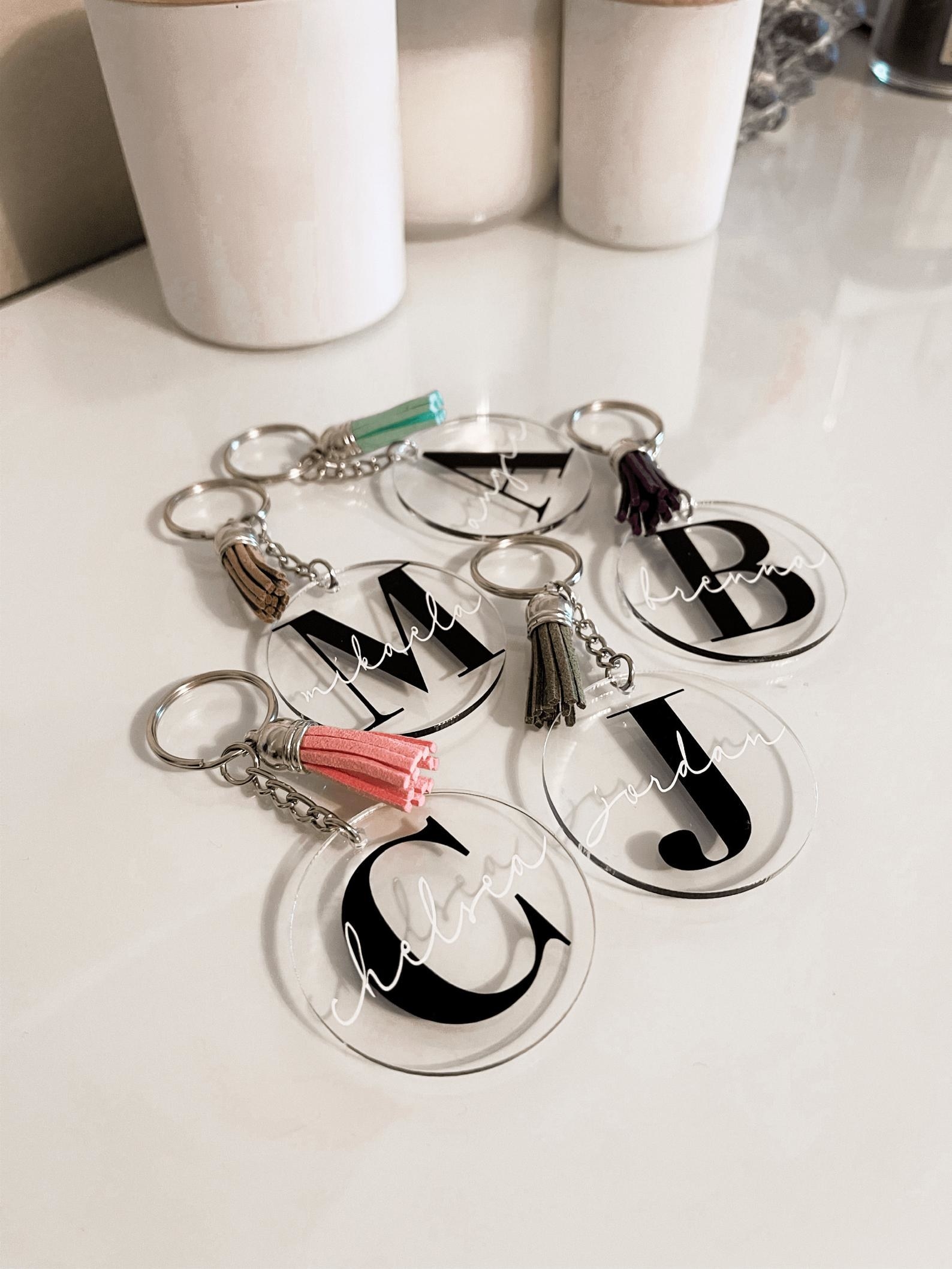 a set of the keychains on a table