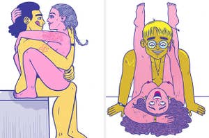 side-by-side illustrations of different sex positions 