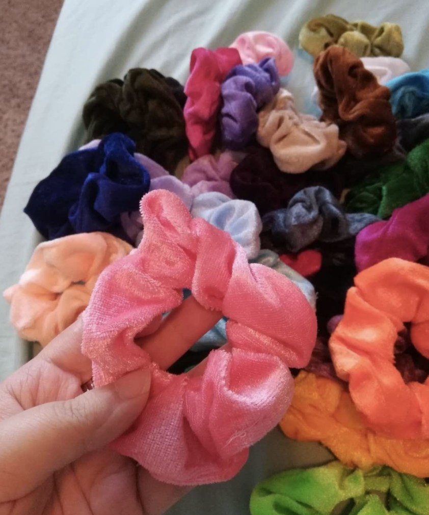 The scrunchies in multiple colors