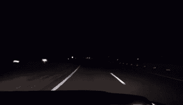 Point of view driving at night.
