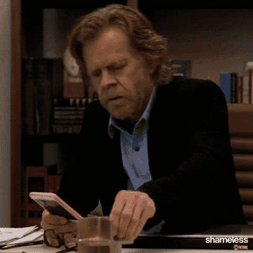 frank gallagher breaking his phone in Shameless
