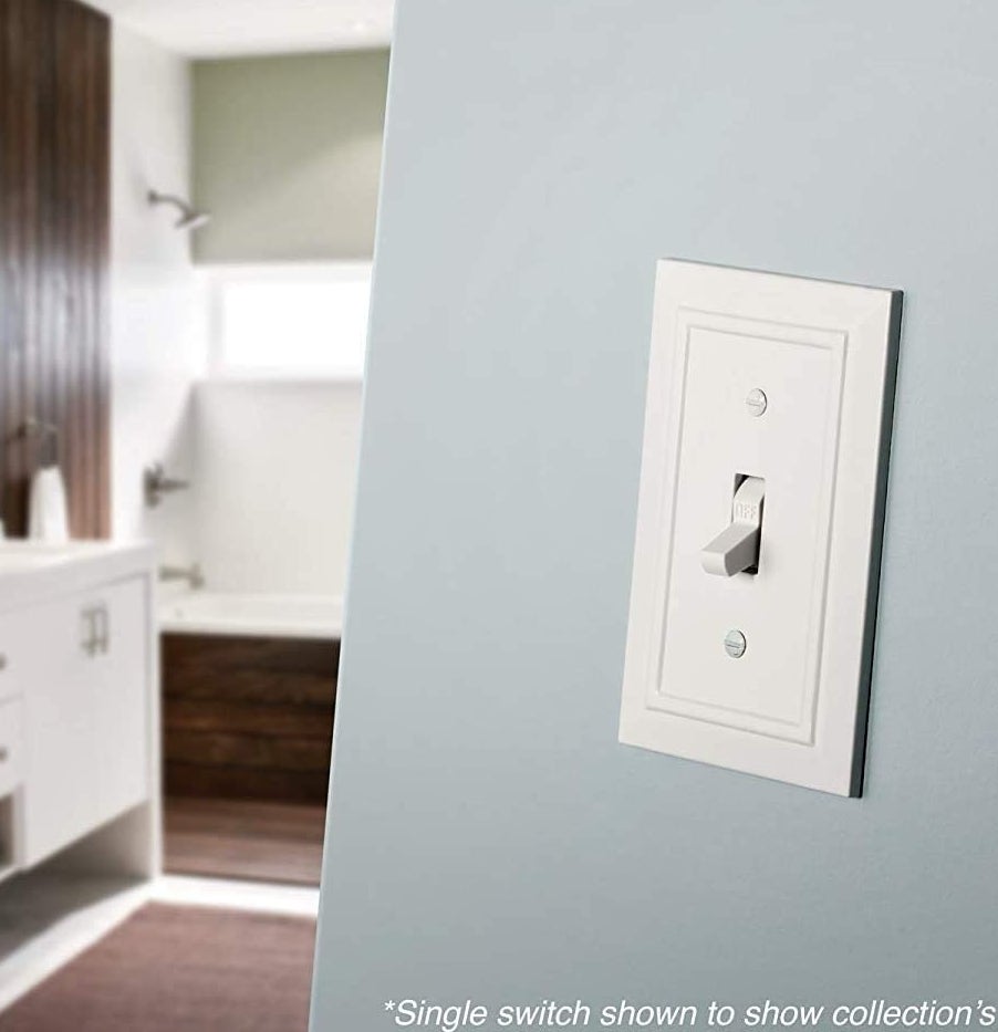 white single switchplate with beveled edge detail