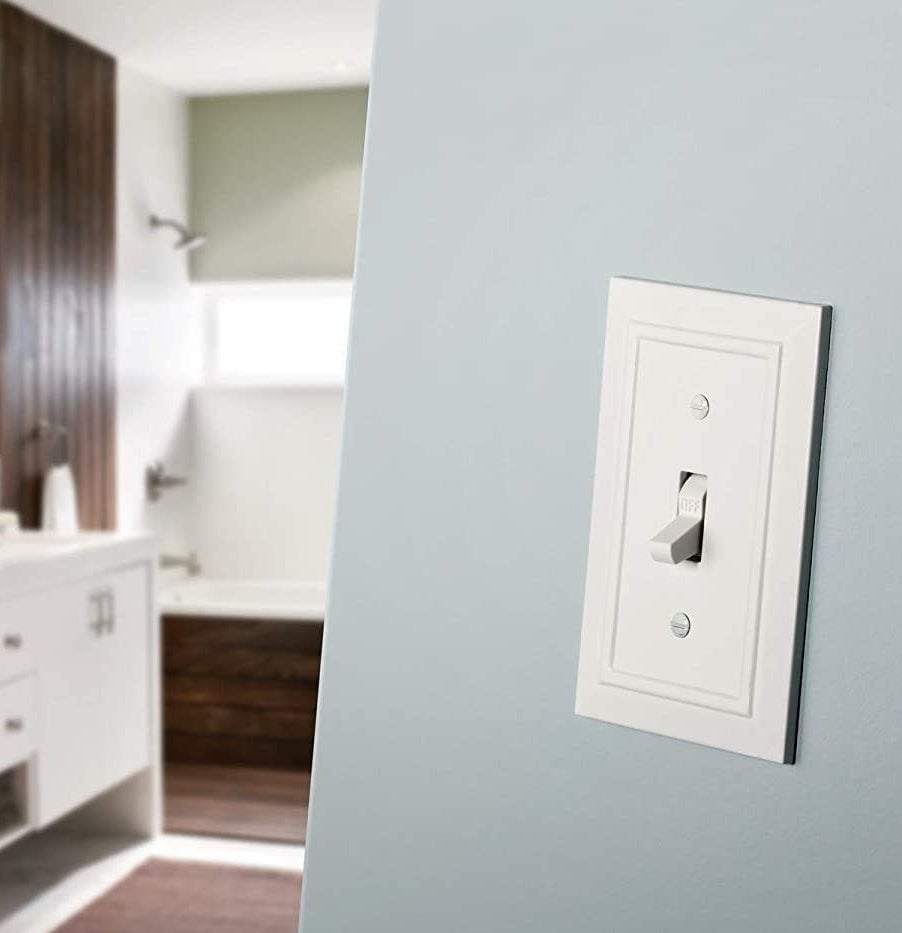 white single switchplate with beveled edge detail