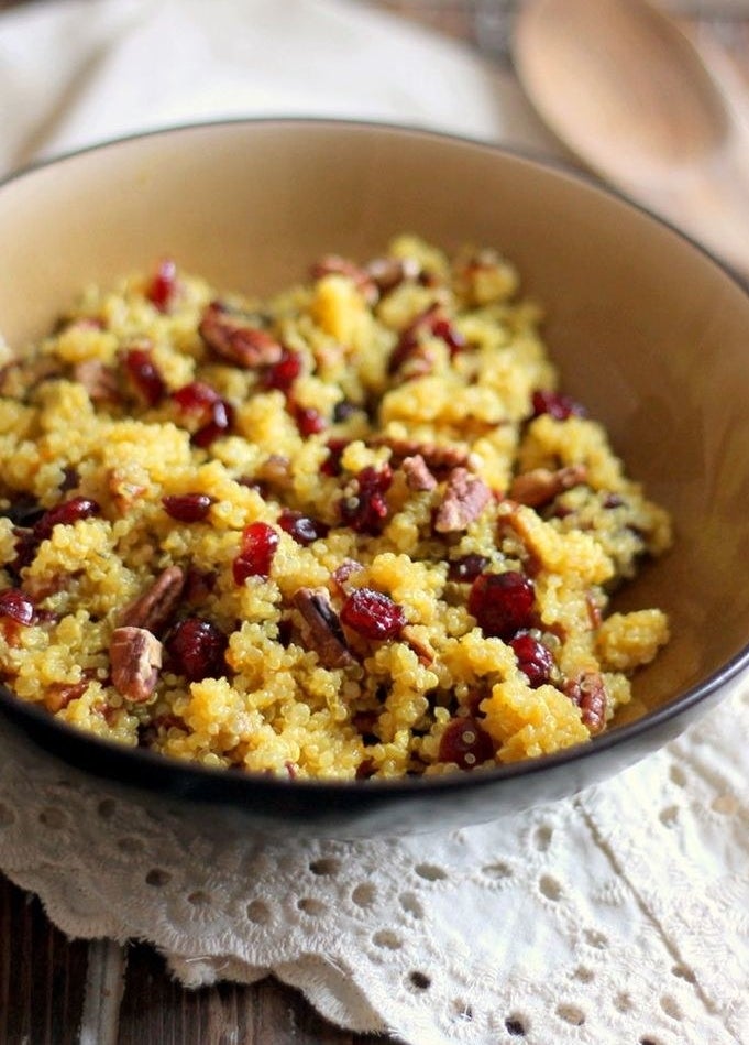 Quinoa salad with dried cranberries and pecans.