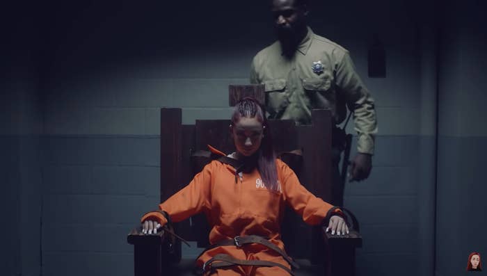 Bhad Bhabie sitting in the electric chair in her &quot;Hi Bich&quot; music video