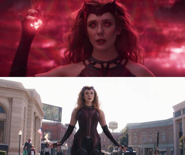 Wanda in her Scarlet Witch costume