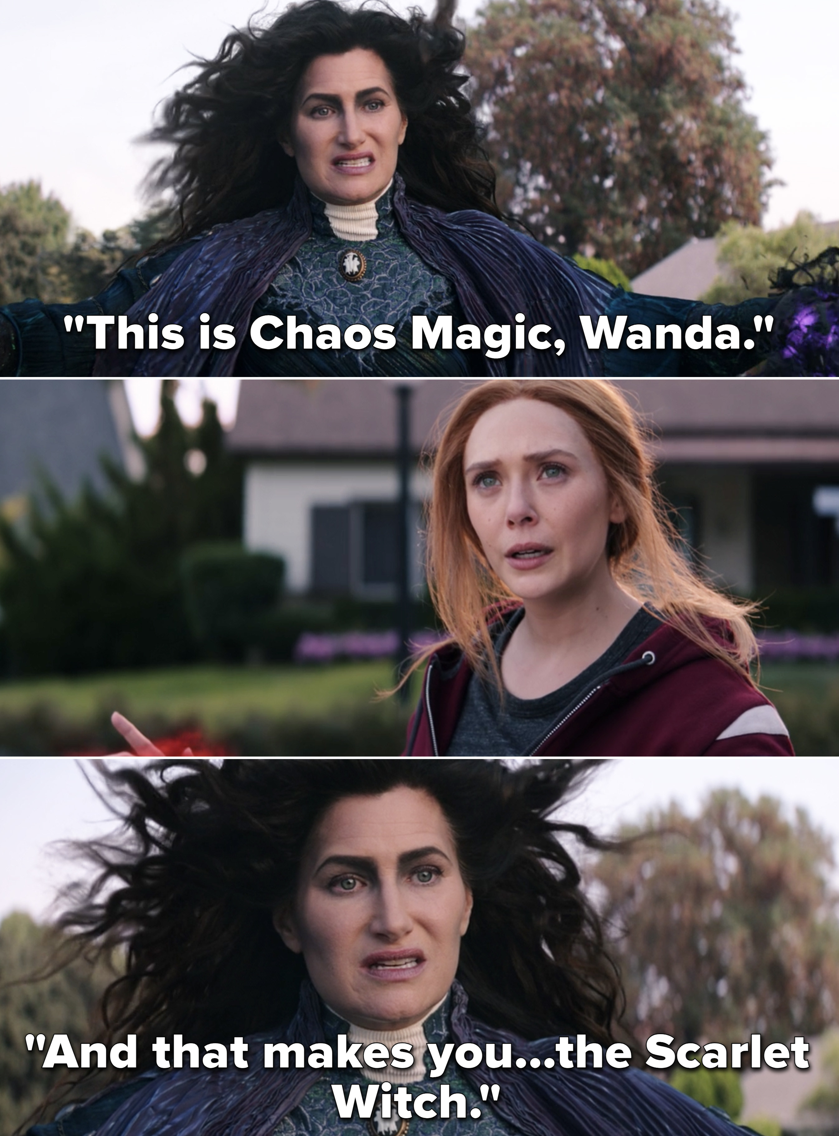 Agatha saying, &#x27;This is Chaos Magic, Wanda. And that makes you...the Scarlet Witch&quot;