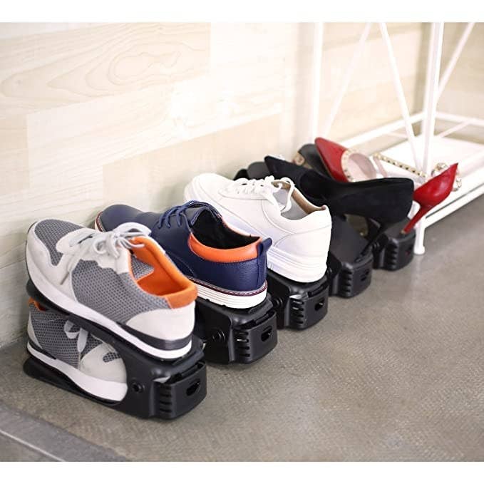 The organiser lets you stack shoes on top of each other