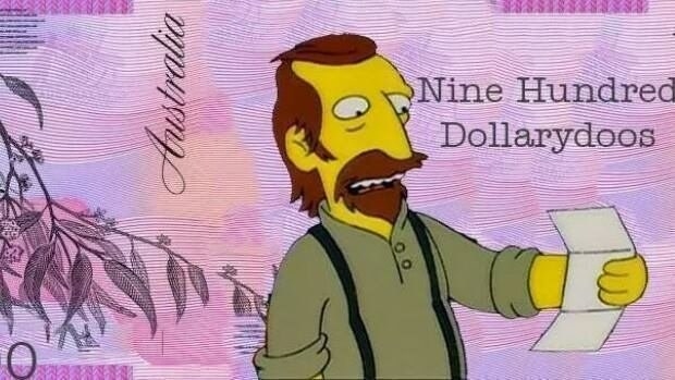 An Australian man from The Simpsons photoshopped onto the Australian $5 note