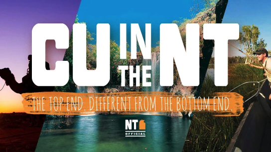A tourism advertisement for the Northern Territory; it says &quot;C U In The NT&quot;. 