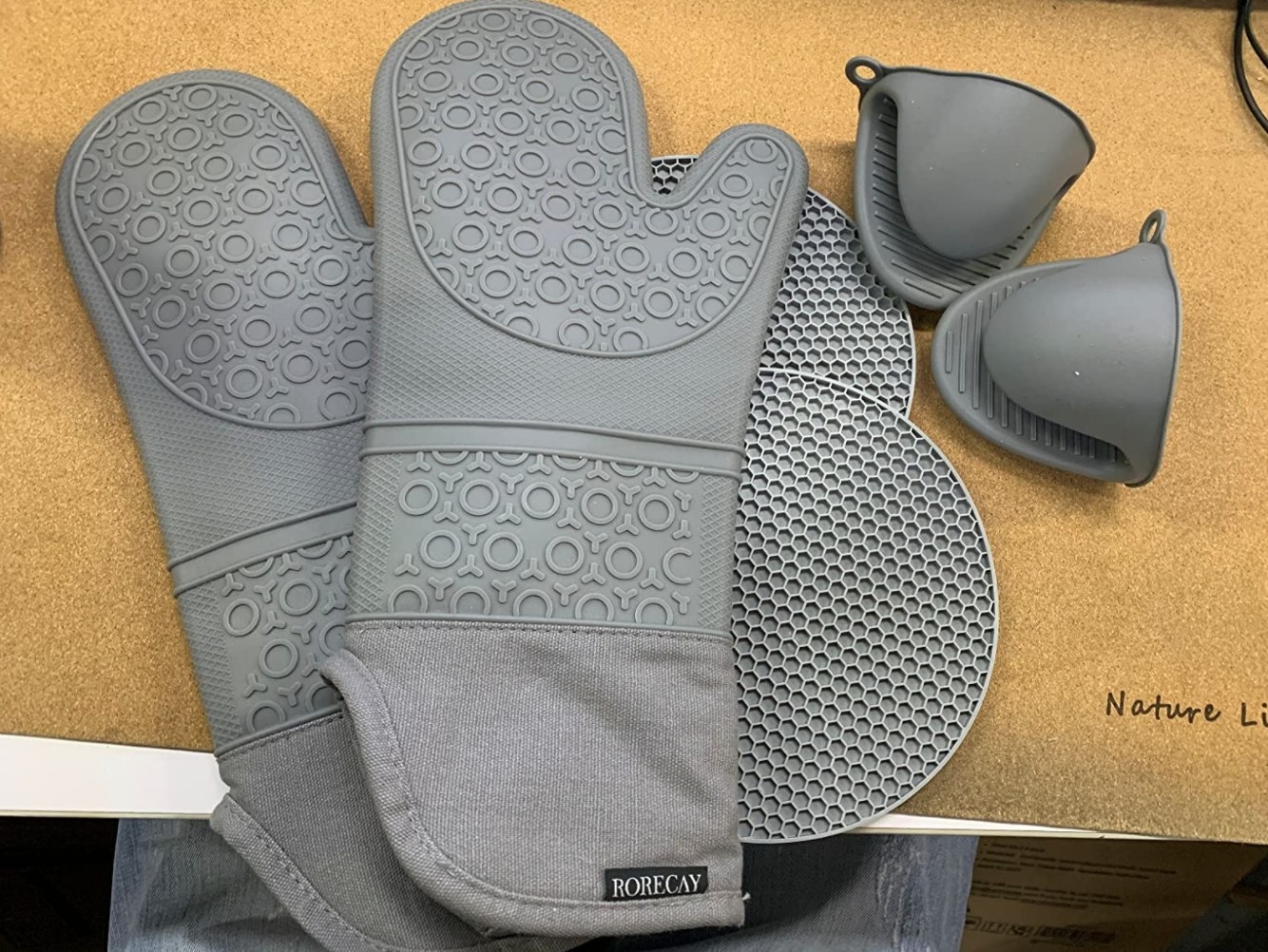 Pack Of 6 Gray Rorecay Extra Long Oven Mitts And Mini Oven Mitts