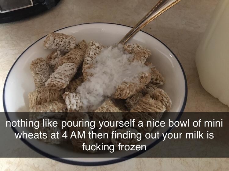 person eating frozen milk and cereal