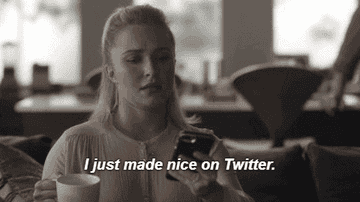 Juliette saying, &quot;I just made nice on Twitter&quot; on Nashville