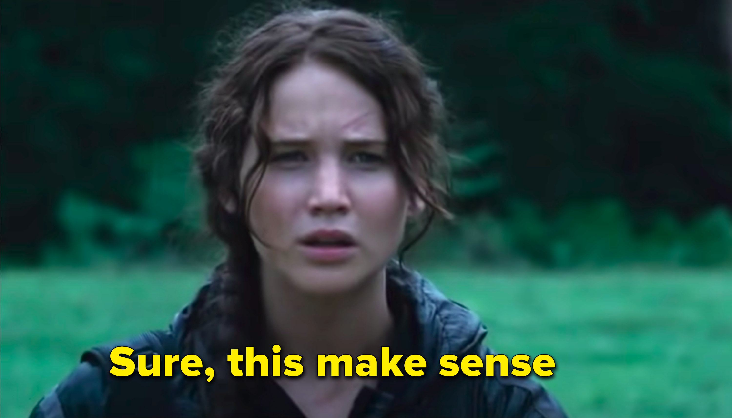 &quot;Sure, this makes sense,&quot; written over Katniss in &quot;The Hunger Games&quot;
