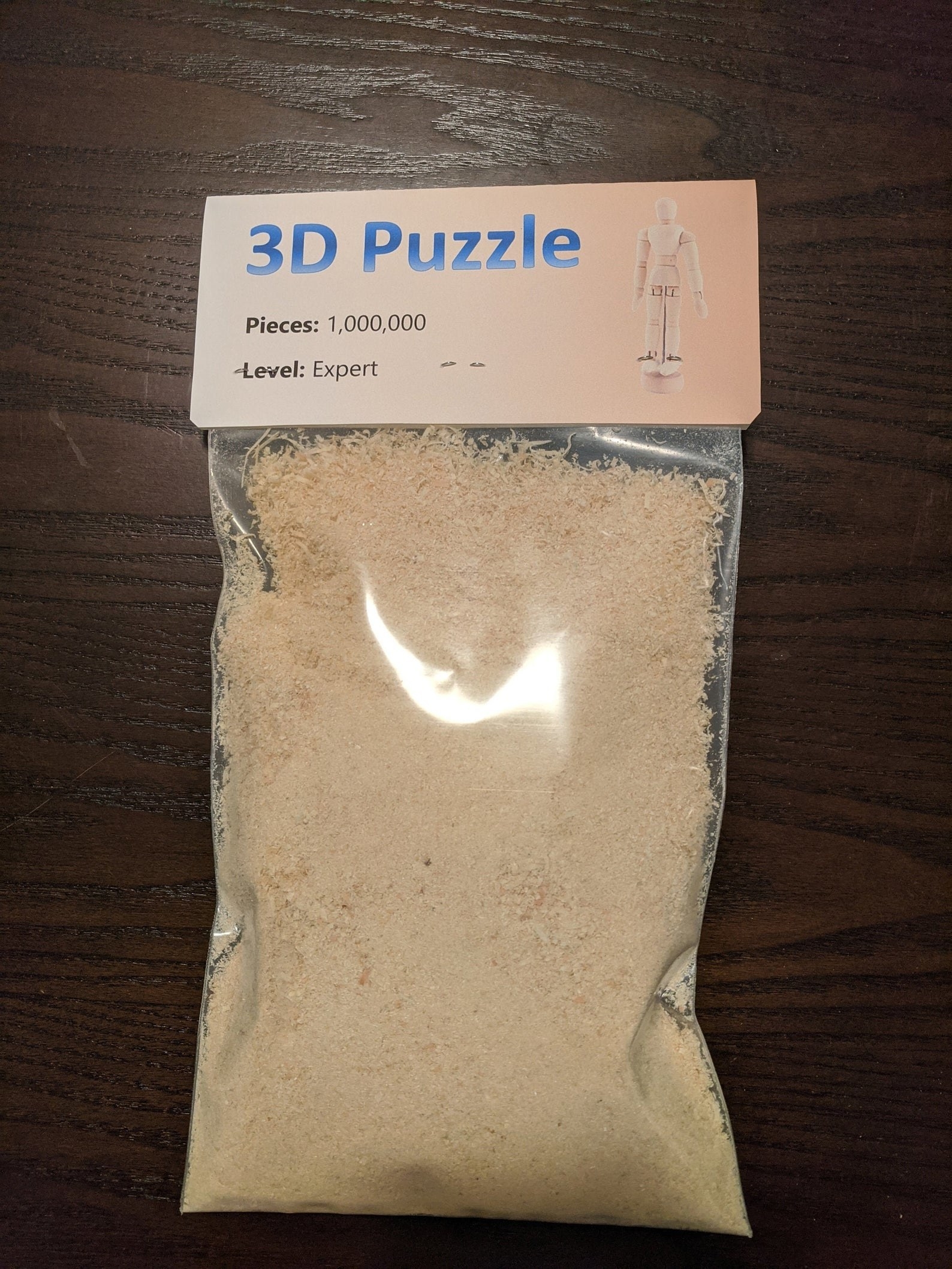 3D puzzle bag of wood shavings