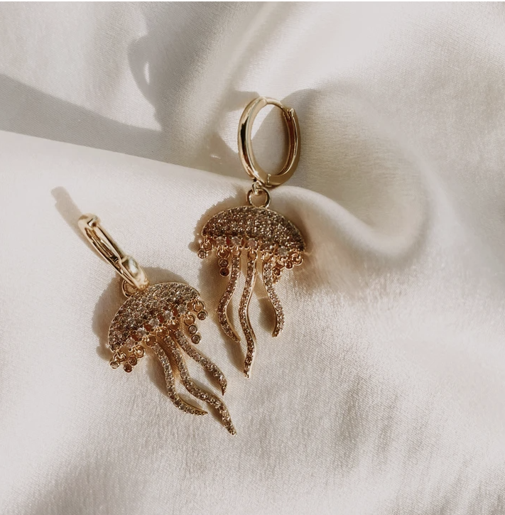 Pair of jeweled jellyfish earrings 
