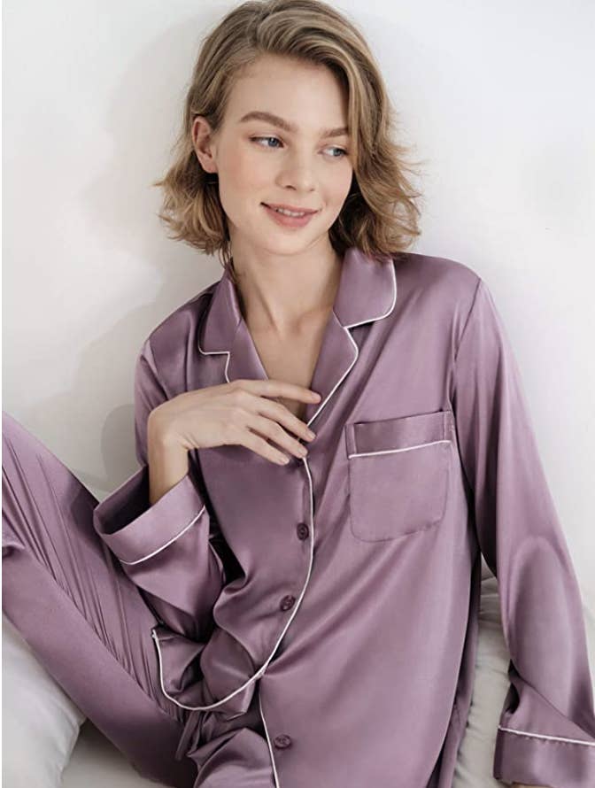 person wearing the satin pyjamas