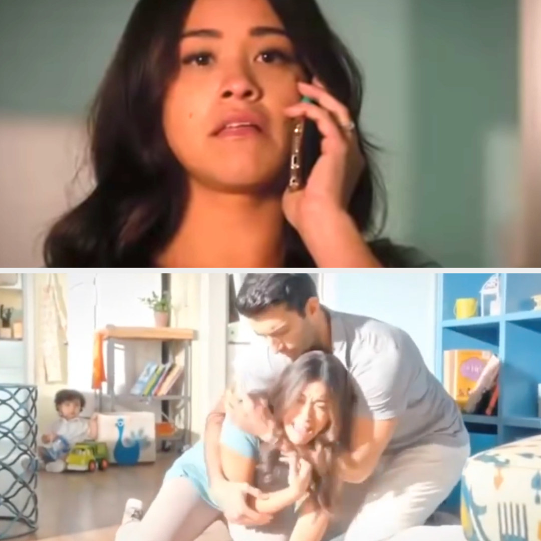 Jane learns Michael is dead on the phone, then screams and falls down, Rafael holding her