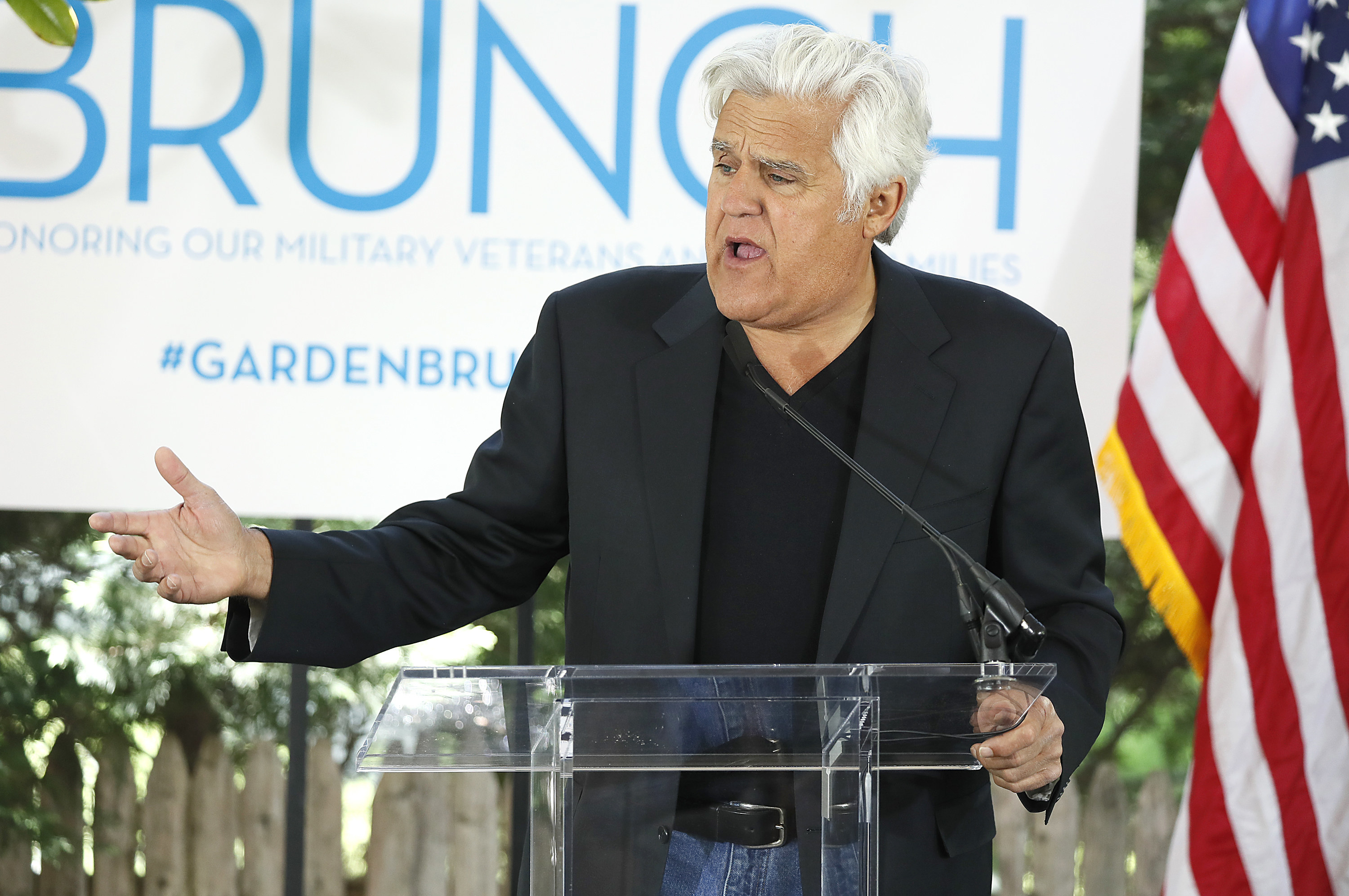 Jay Leno speaks at the 2019 White House Correspondents&#x27; Weekend Garden Brunch