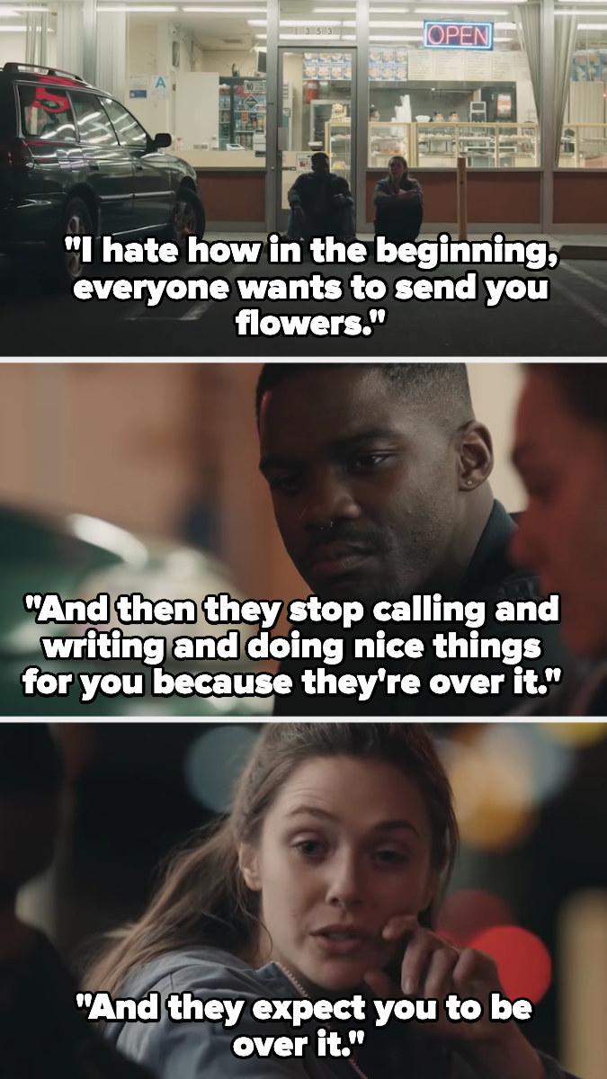 Leigh says, &quot;I hate how in the beginning, everyone wants to send you flowers. And then they stop calling and writing and doing nice things for you because they&#x27;re over it, and they expect you to be over it&quot;