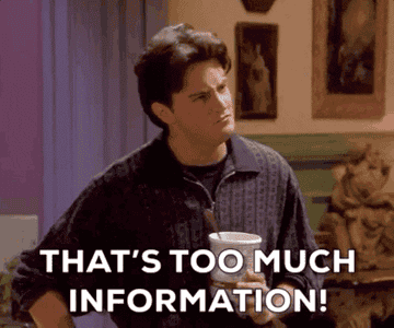 Chandler Bing of &quot;Friends&quot; yells, &quot;That&#x27;s too much information!&quot;