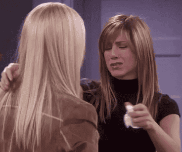 Rachel hugs Phoebe. 