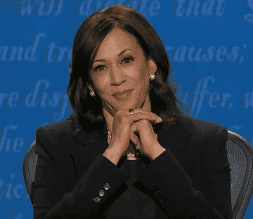 A GIF zooming in on Kamala Harris&#x27;s annoyed expression