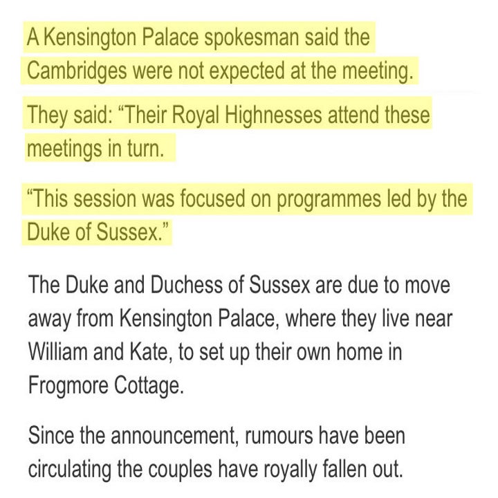 The Duke and Duchess of Sussex are due to move away from Kensington Palace, where they live near William and Kate, to set up their own home in Frogmore Cottage. Since the announcement, rumours have been circulating the couples have royally fallen out.