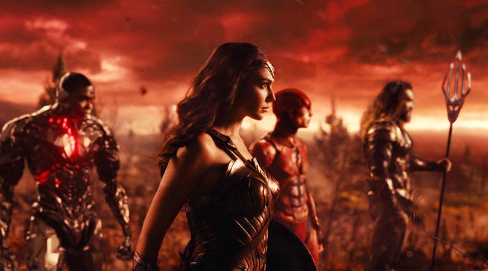  Ray Fisher as Cyborg, Gal Gadot as Wonder Woman, Ezra Miller as the Flash, Jason Momoa as Aquaman