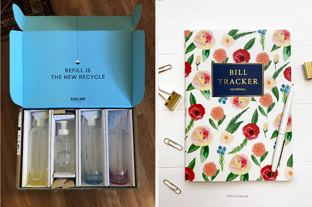 a blueland essentials cleaning kit and a bill tracker